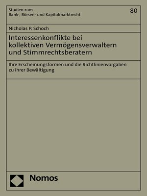 cover image of Interessenkonflikte bei kollektiven Vermögensverwaltern und Stimmrechtsberatern